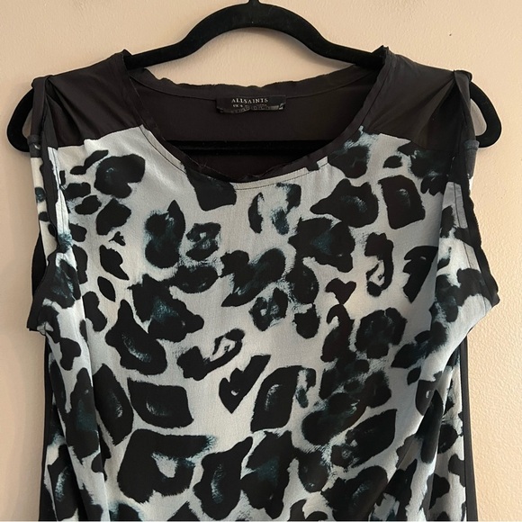 ALLSAINTS Riviera Leo Dress Animal Print Knotted Asymmetrical Sleeveless Grunge - Picture 4 of 15
